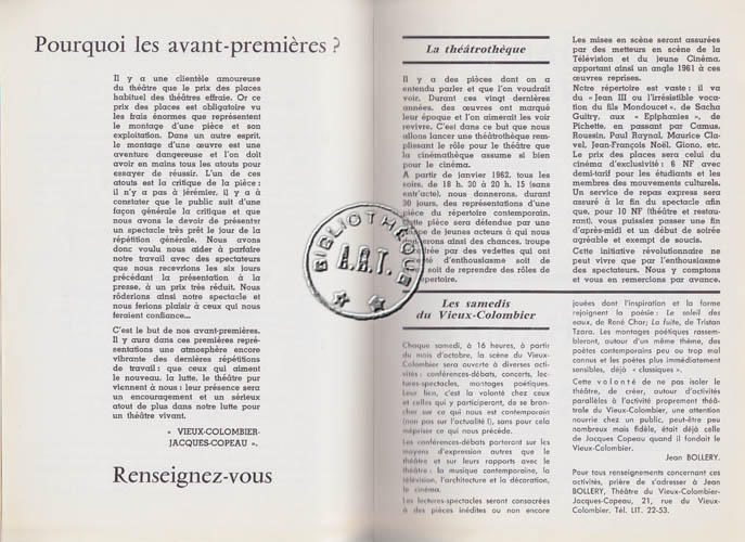 Les programmes de Théatre de l\